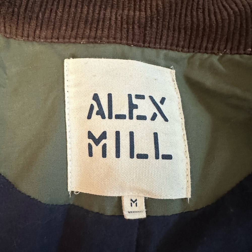 Alex Mill Quilted Utility Jacket in Olive Green with Brown Collar Size Medium - Picture 7 of 10